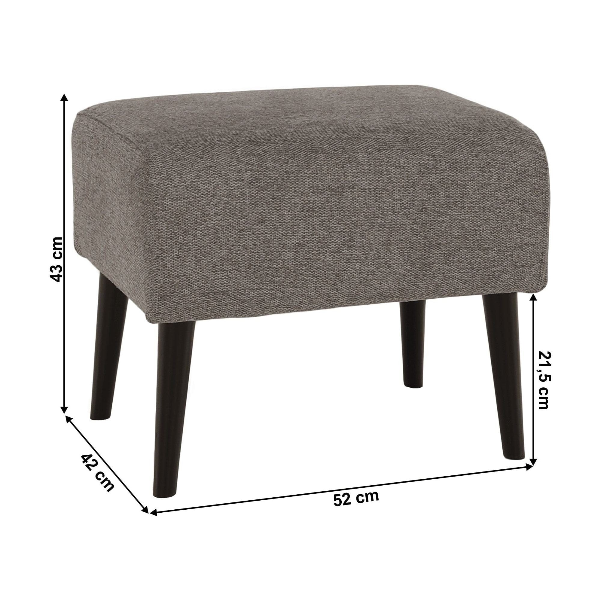 Taburet SAMY, stofa clasica gri, 52x42x43 cm