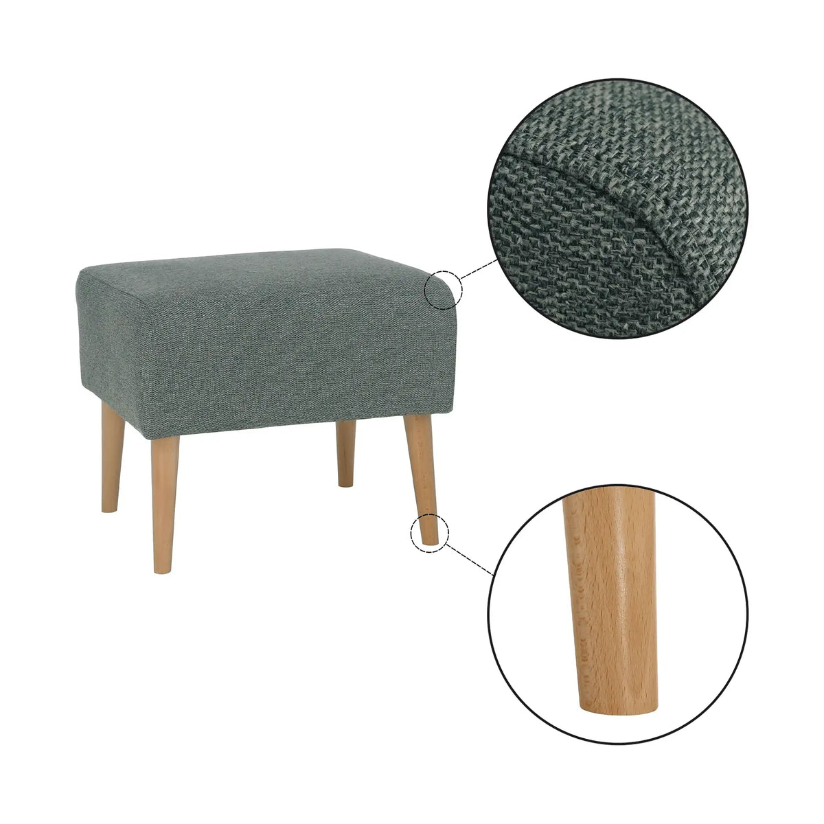 Taburet SAMY, stofa clasica verde menta, 42x52x43 cm