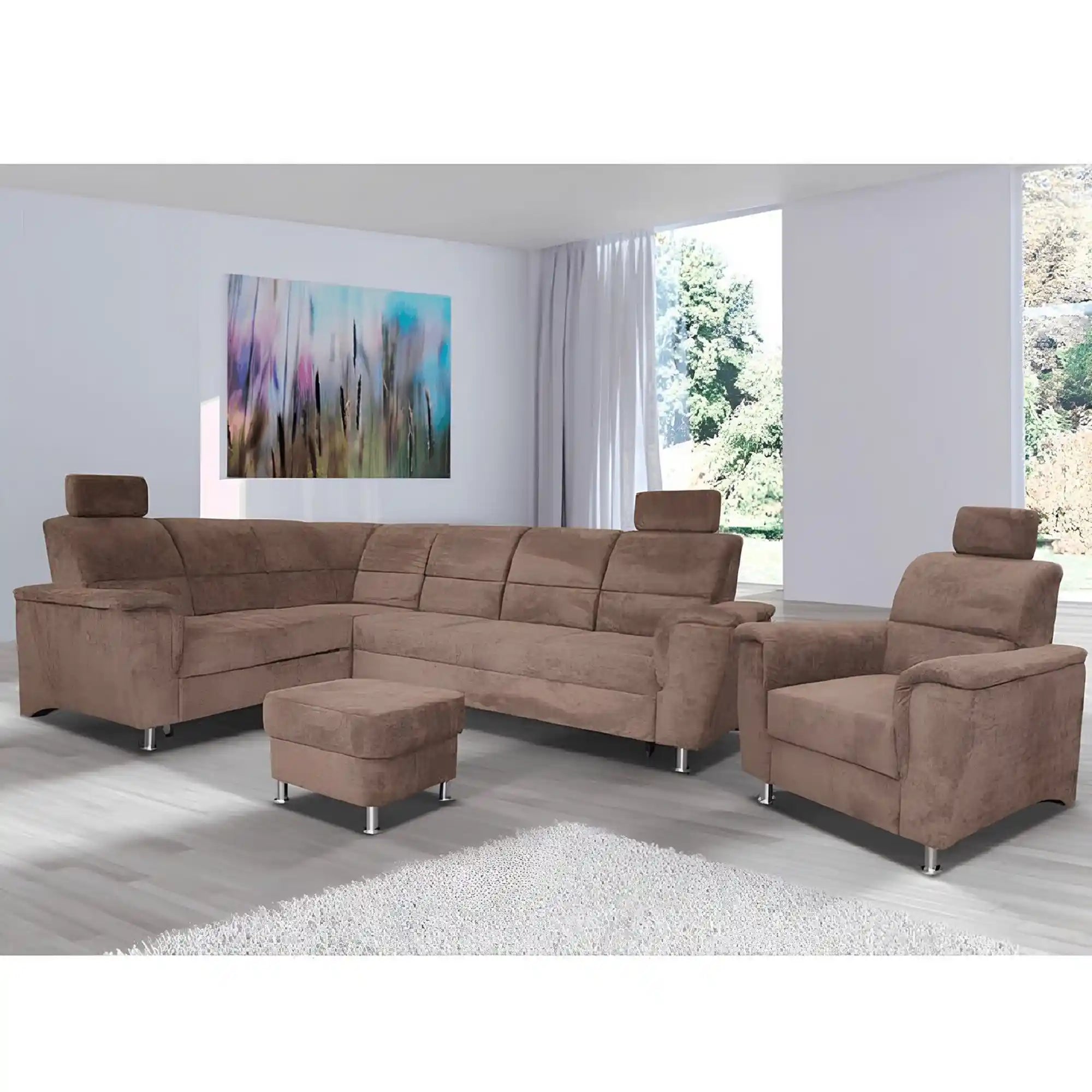 Taburet SANTIAGO, stofa catifelata maro - Matrix 5, 58x58x41 cm