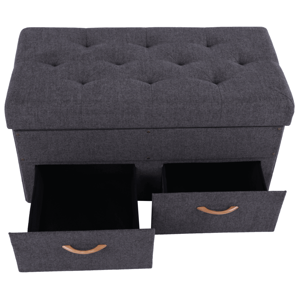 Taburet SULOT TYP 2, stofa clasica gri, cu spatiu depozitare, 84x42x43 cm