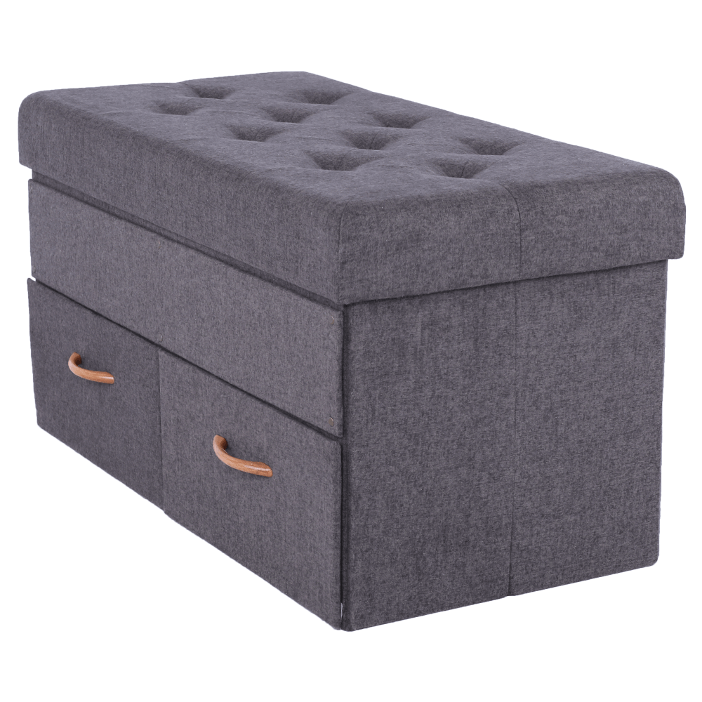 Taburet SULOT TYP 2, stofa clasica gri, cu spatiu depozitare, 84x42x43 cm