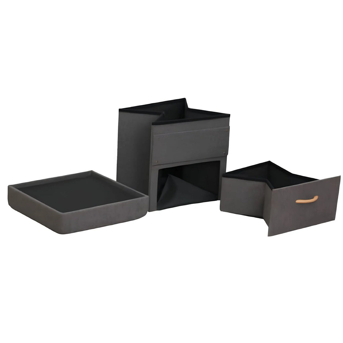 Taburet SULOT TYP 1, stofa clasica gri inchis, cu spatiu depozitare, 42x42x43 cm