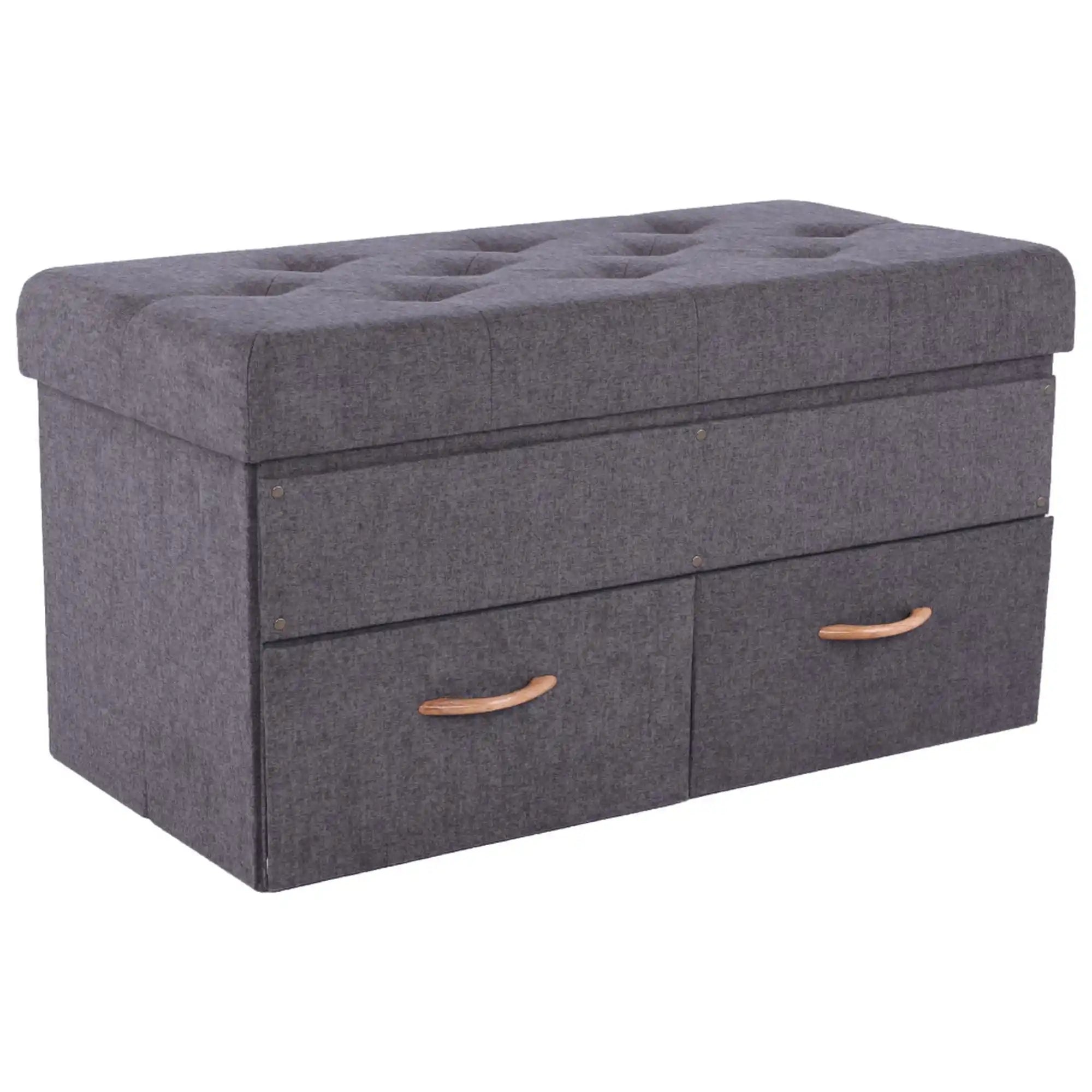 Taburet SULOT TYP 2, stofa clasica gri, cu spatiu depozitare, 84x42x43 cm