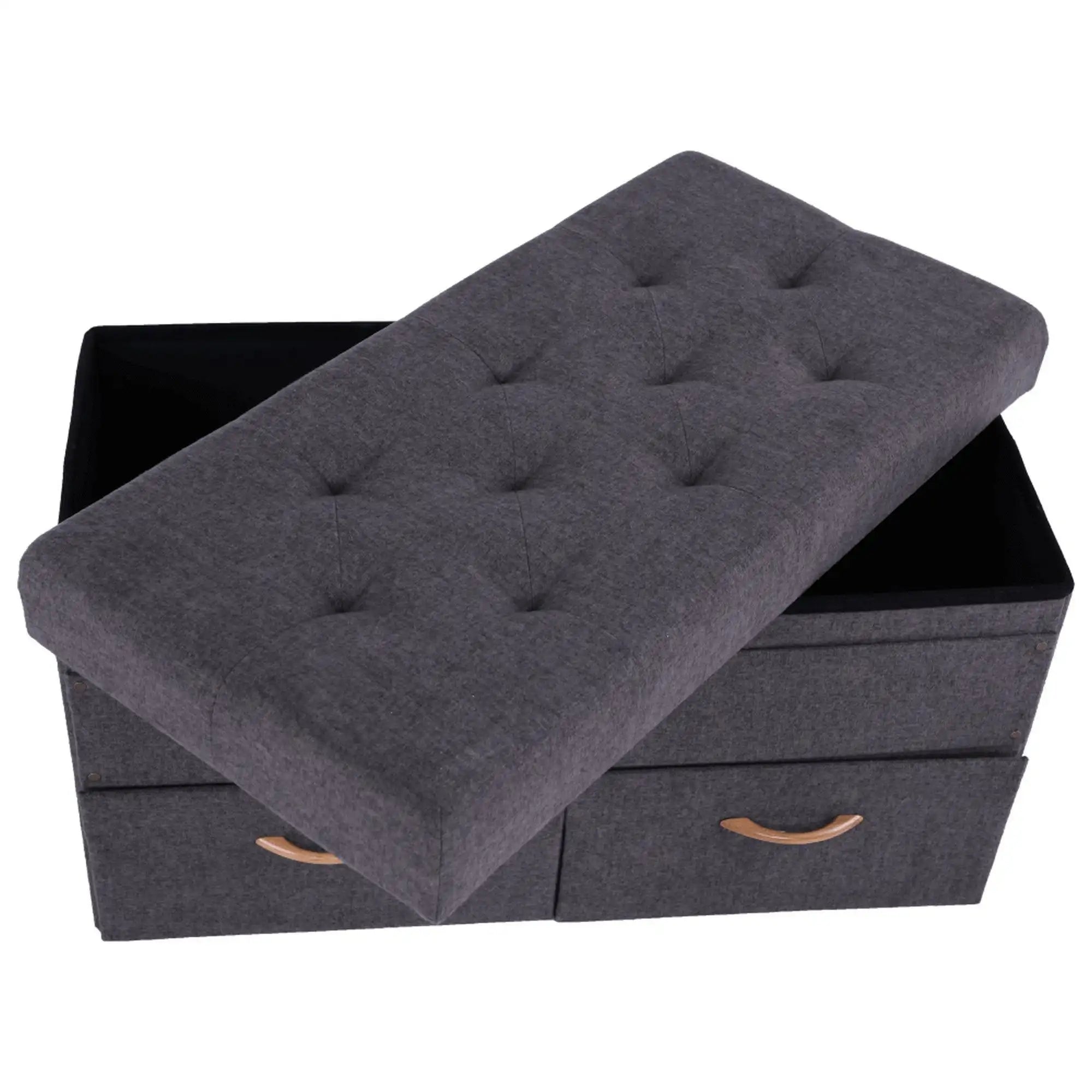 Taburet SULOT TYP 2, stofa clasica gri, cu spatiu depozitare, 84x42x43 cm