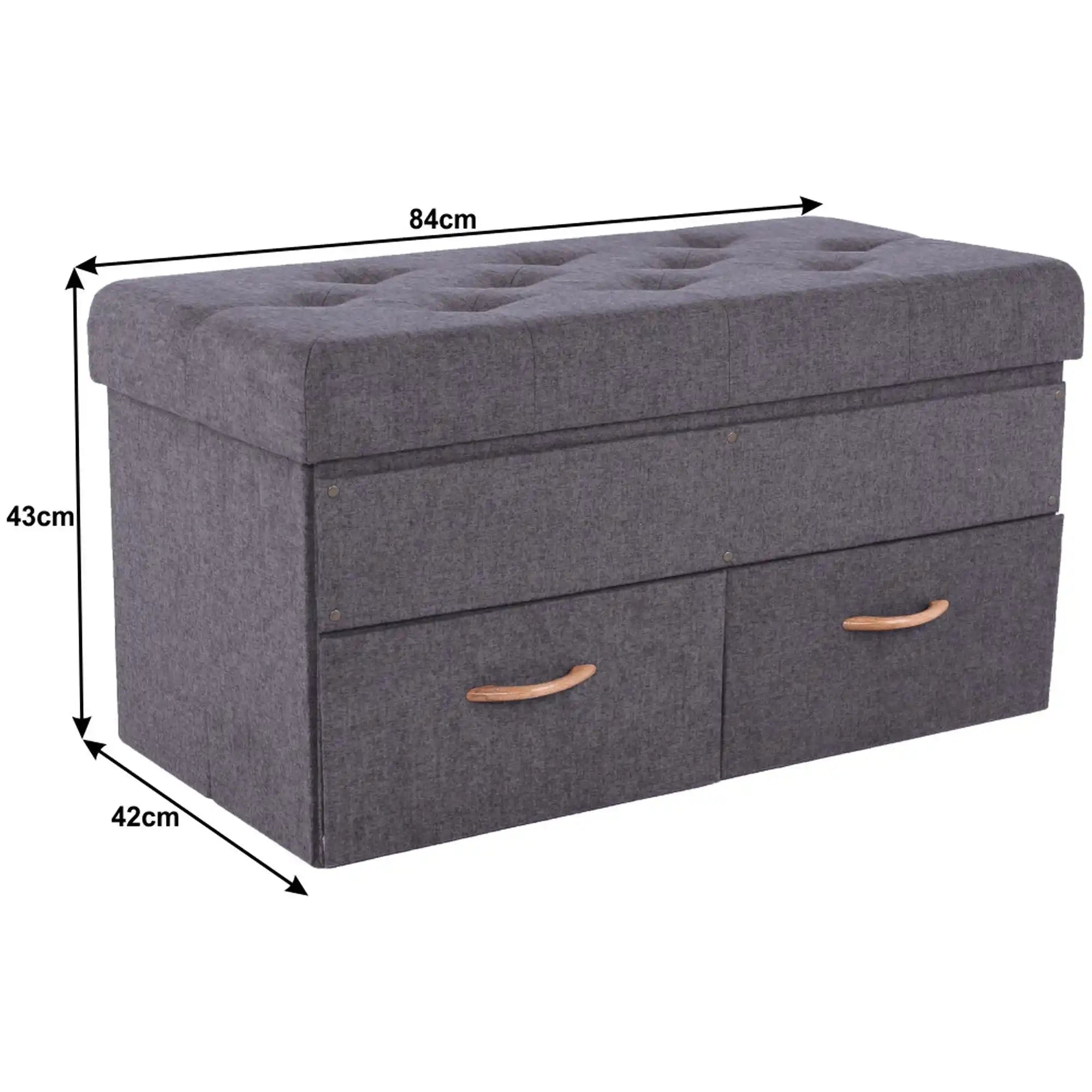 Taburet SULOT TYP 2, stofa clasica gri, cu spatiu depozitare, 84x42x43 cm