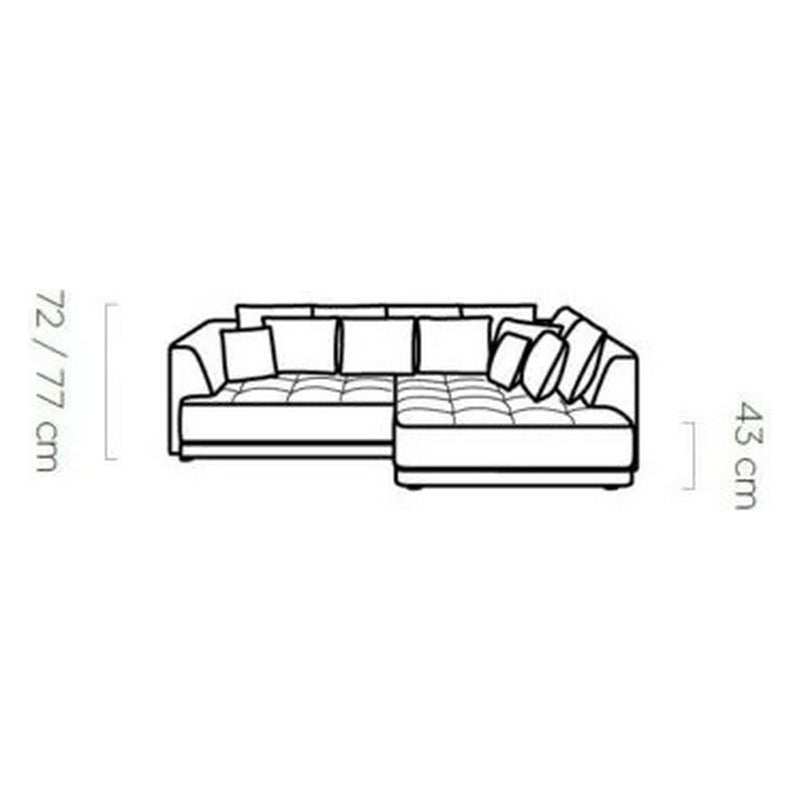 Coltar TIGA, sezlong dreapta, stofa galbena - Aston 8, 286x136/207x72/77 cm, reglaj electric