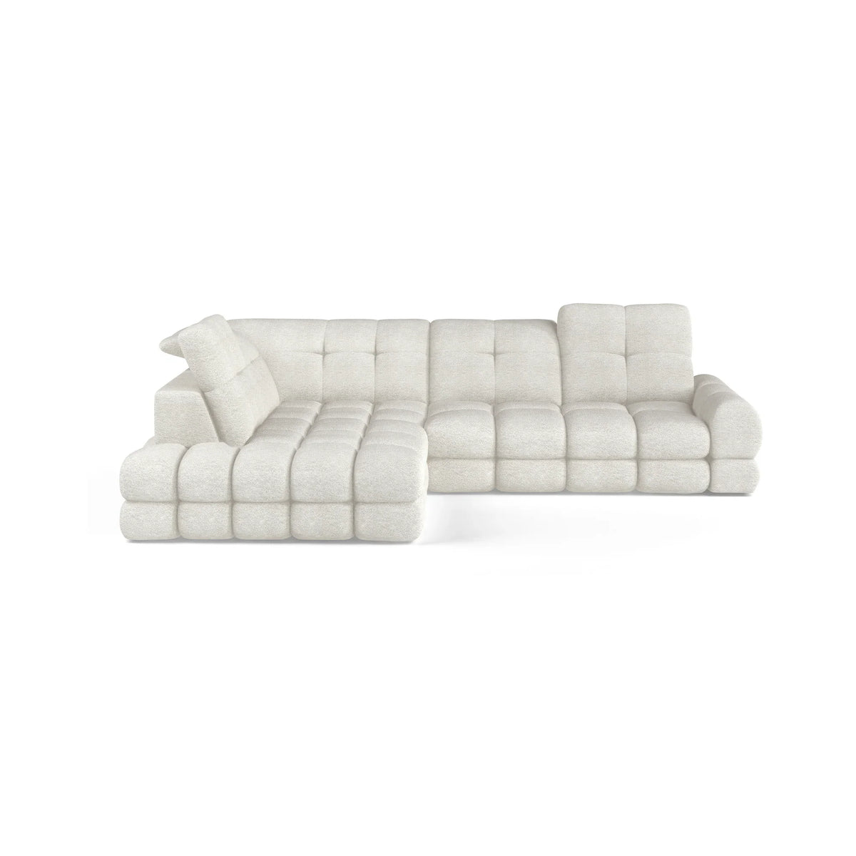 Coltar extensibil 3m TOLLO L, sezlong stanga, stofa catifelata gri - Riviera 91, Gama Premium, cu lada depozitare si reglaj electric, 302x217x105 cm