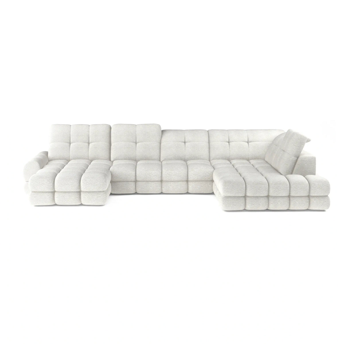 Coltar extensibil U TOLLO XL, sezlong dreapta, stofa catifelata bej - Whisper 3, Gama Premium, cu lada depozitare si reglaj electric, 400x217x105 cm