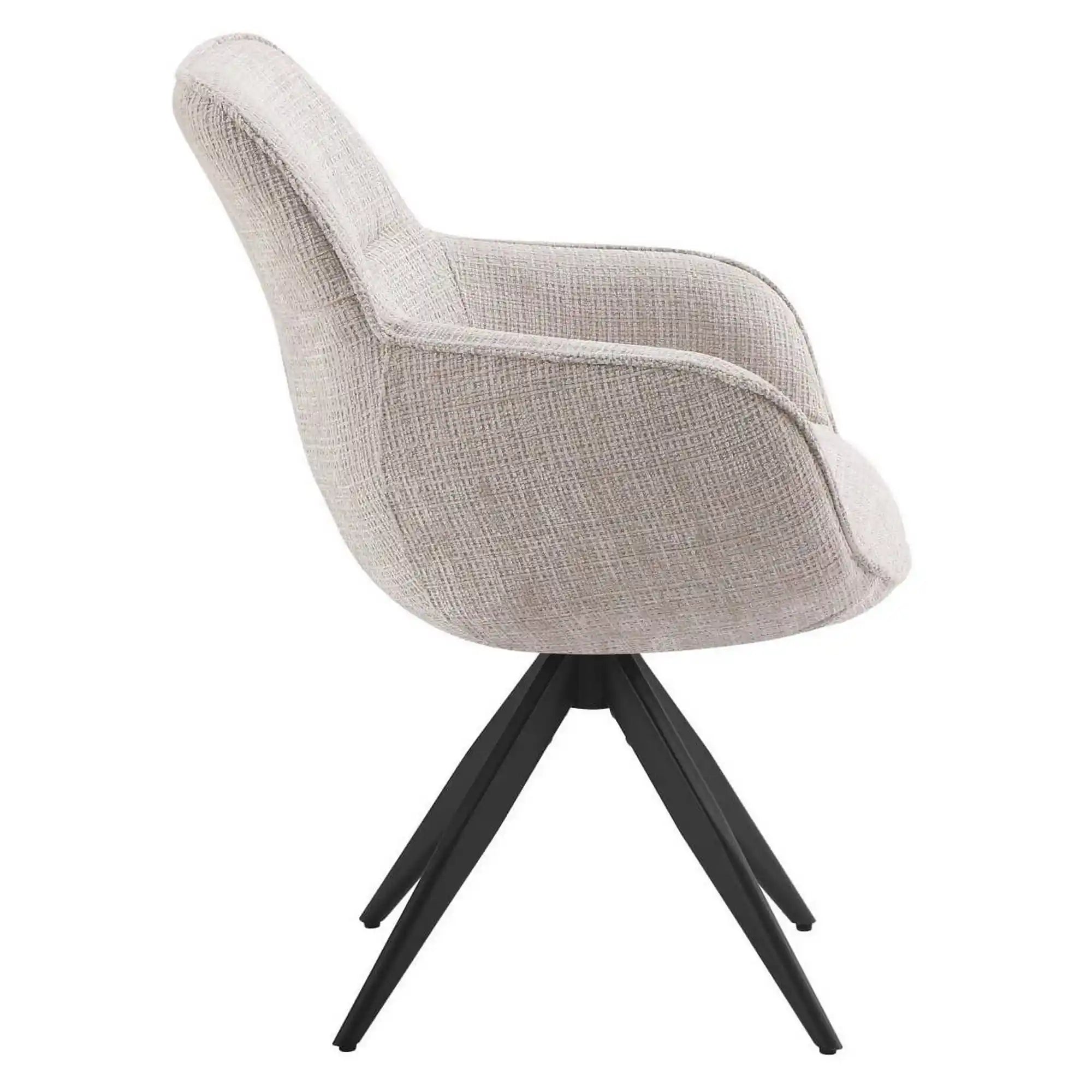 Scaun rotativ TURIN, bej/negru, stofa clasica/metal, 65x62x86 cm