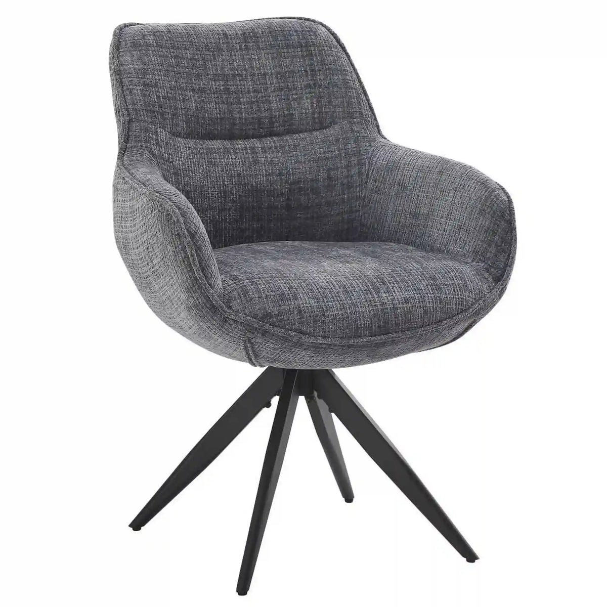 Scaun rotativ TURIN, gri inchis/negru, stofa clasica/metal, 65x62x86 cm