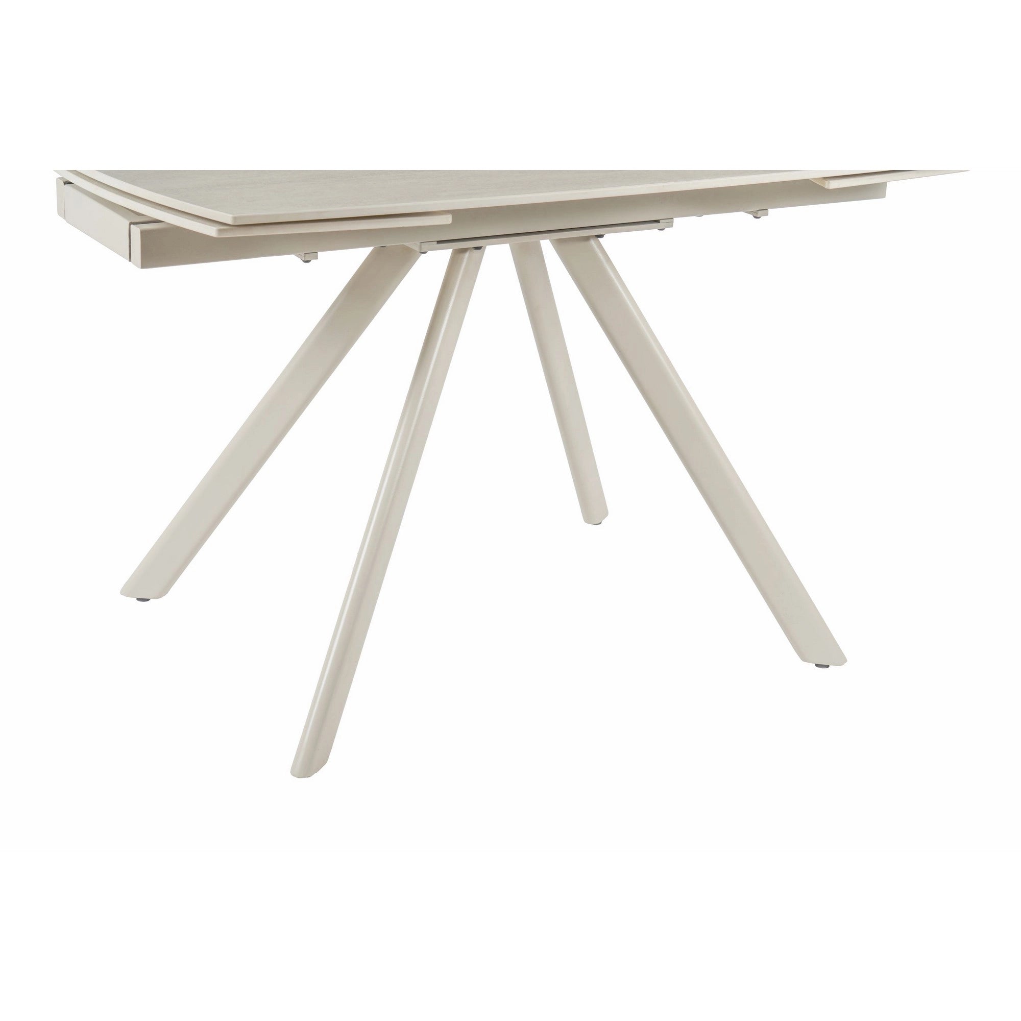 Masa extensibila URSA, grej cu efect de piatra travertin, ceramica/metal, 125/180x80x76 cm