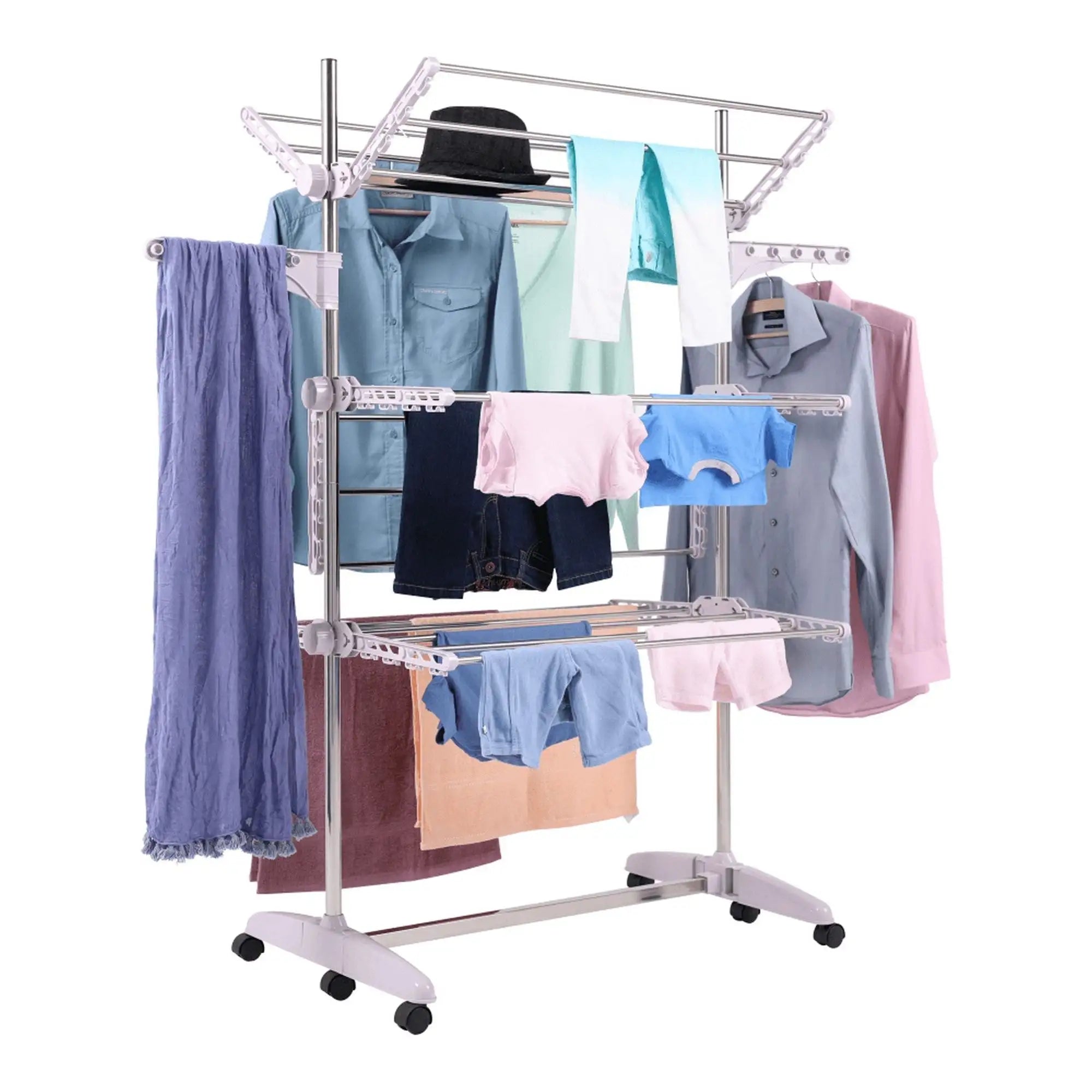 Uscator haine DENAL, alb/crom, metal/plastic, 88x66x147 cm