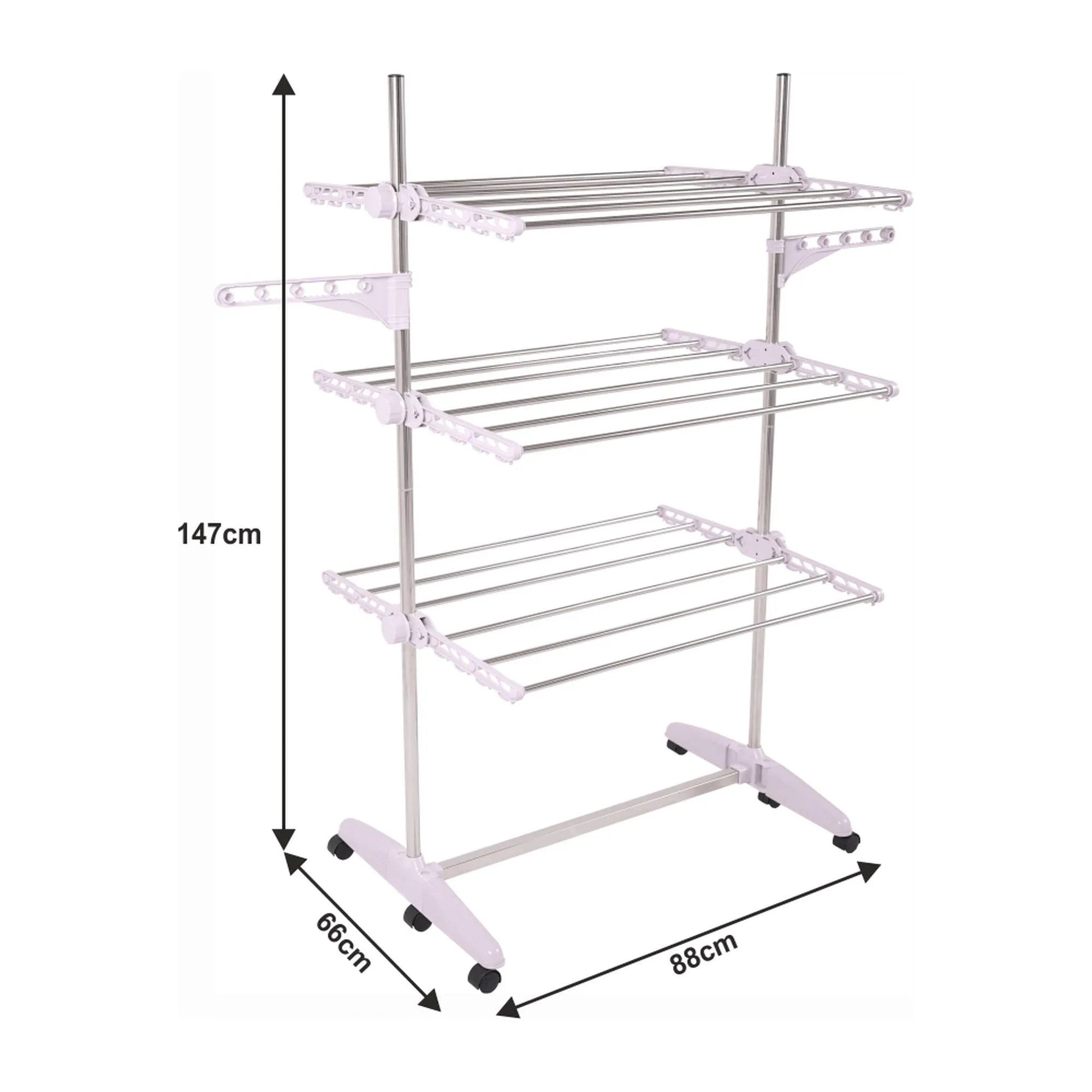Uscator haine DENAL, alb/crom, metal/plastic, 88x66x147 cm