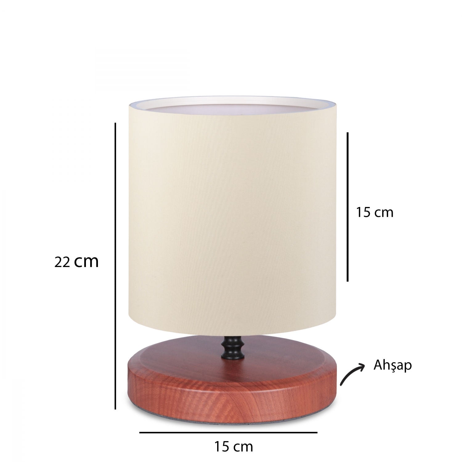 Veioza AYD-3189, bej/nuc, material textil/lemn, 15x22 cm