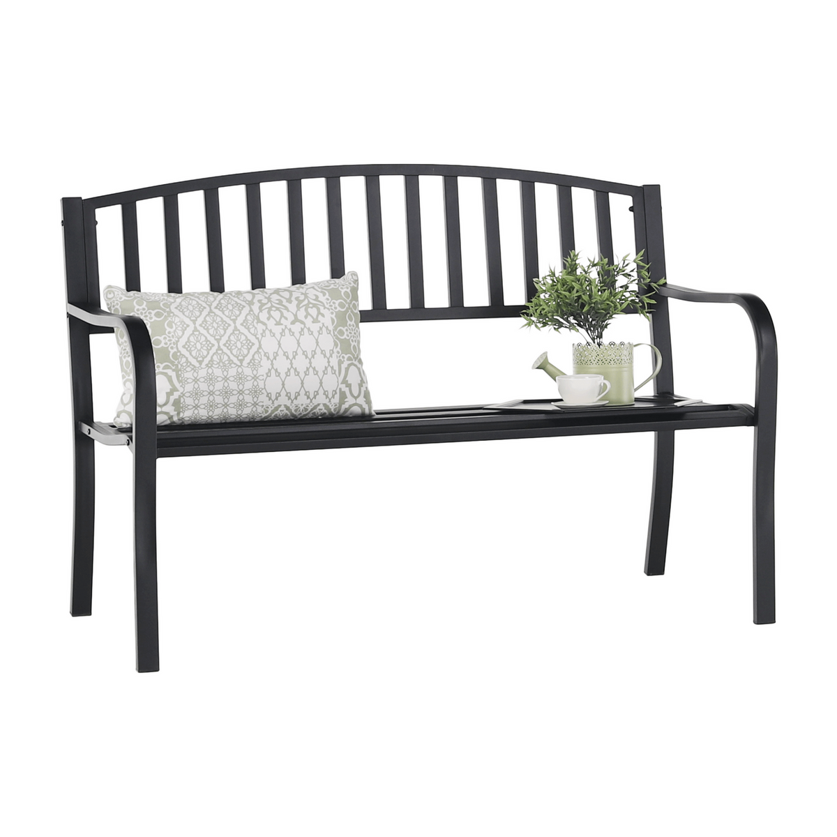 Banca gradina VENDA, negru, metal, 127x60x85 cm