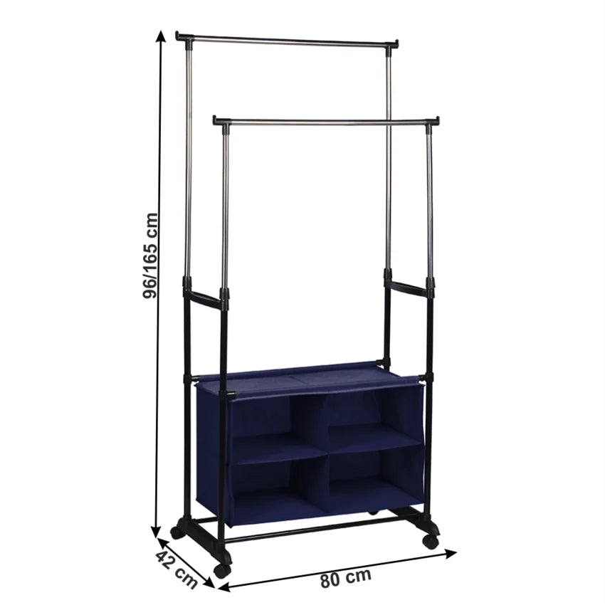 Stander haine SANDOR, argintiu/negru, metal, 80x42x165 cm