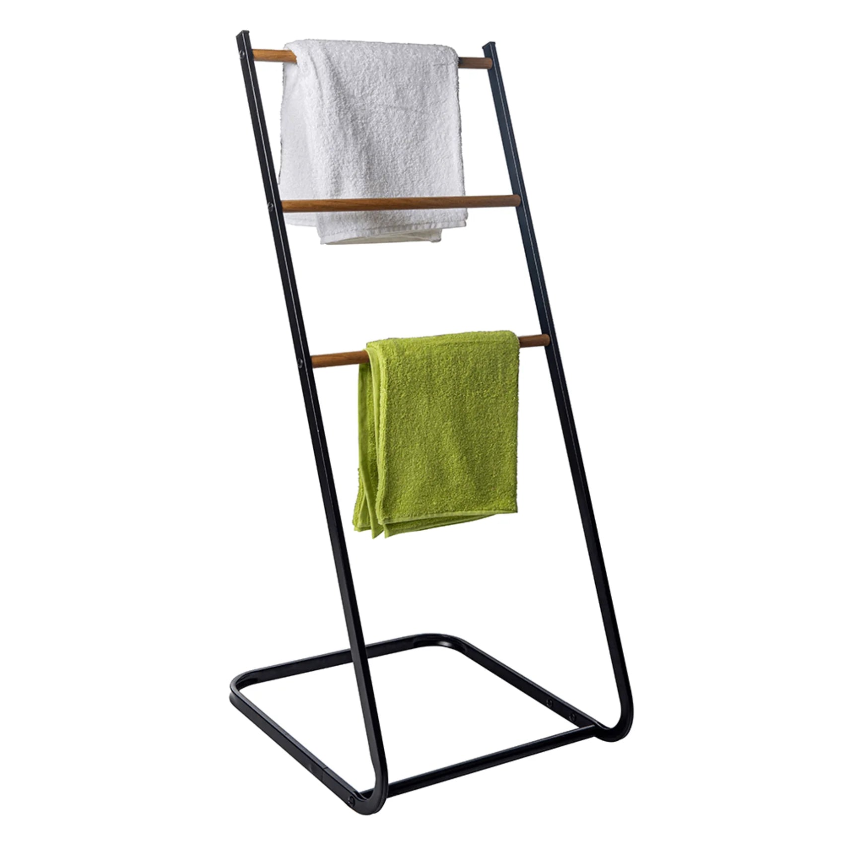 Uscator haine ZONKER, negru/nuc, metal/lemn, 40x38x89 cm
