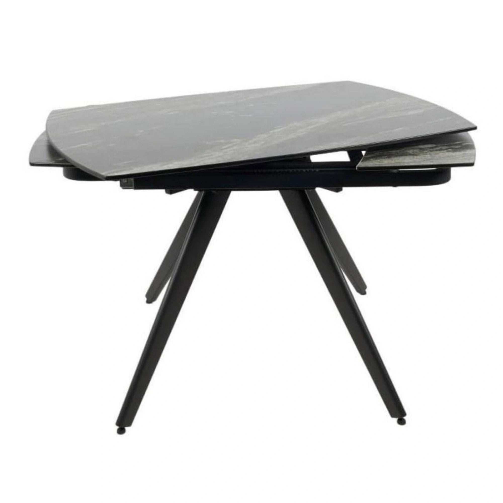Masa extensibila VIGO, negru cu efect de marmura, ceramica/metal, 120/180x80x77 cm