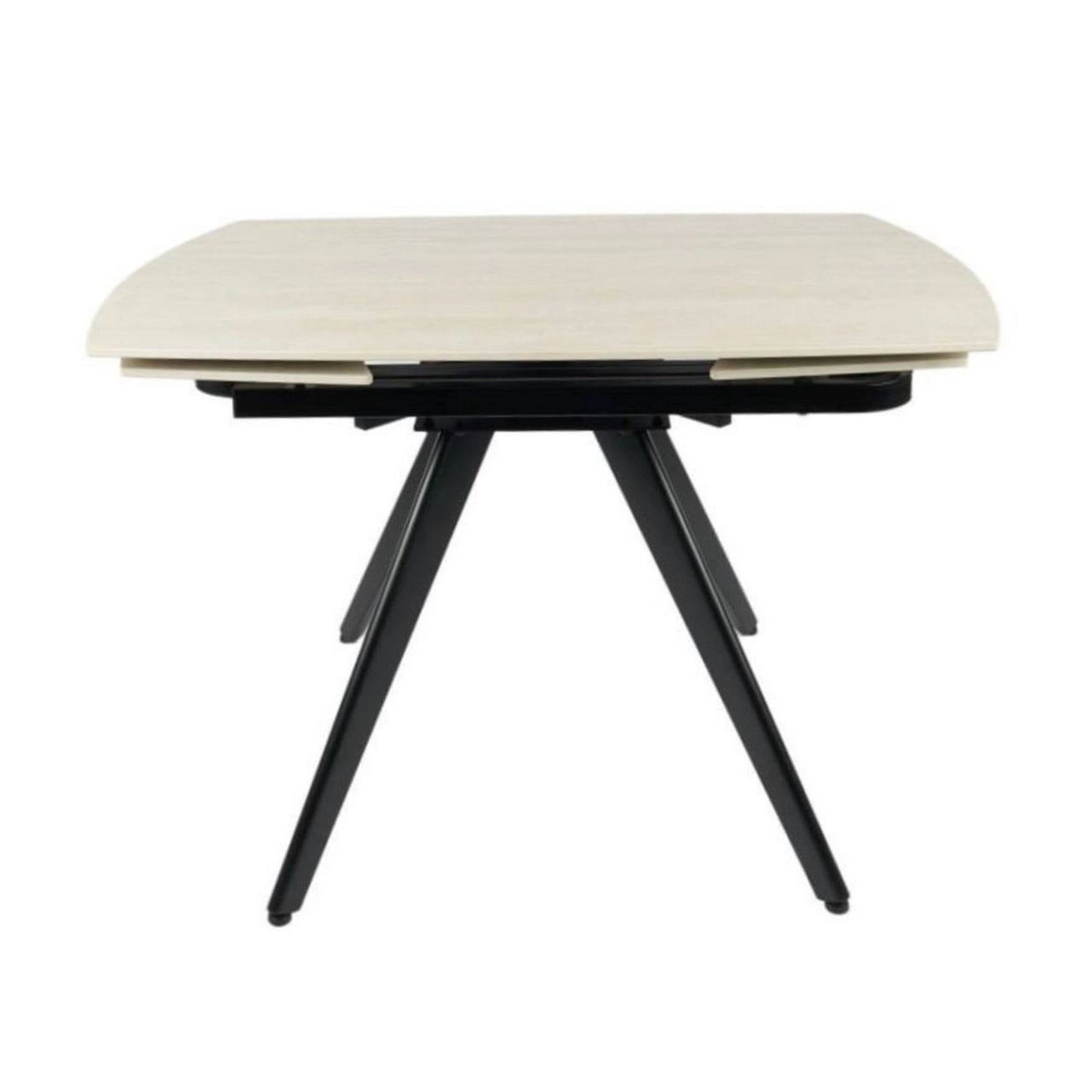 Masa extensibila VIGO, crem cu efect de marmura/negru, ceramica/metal, 120/180x80x77 cm