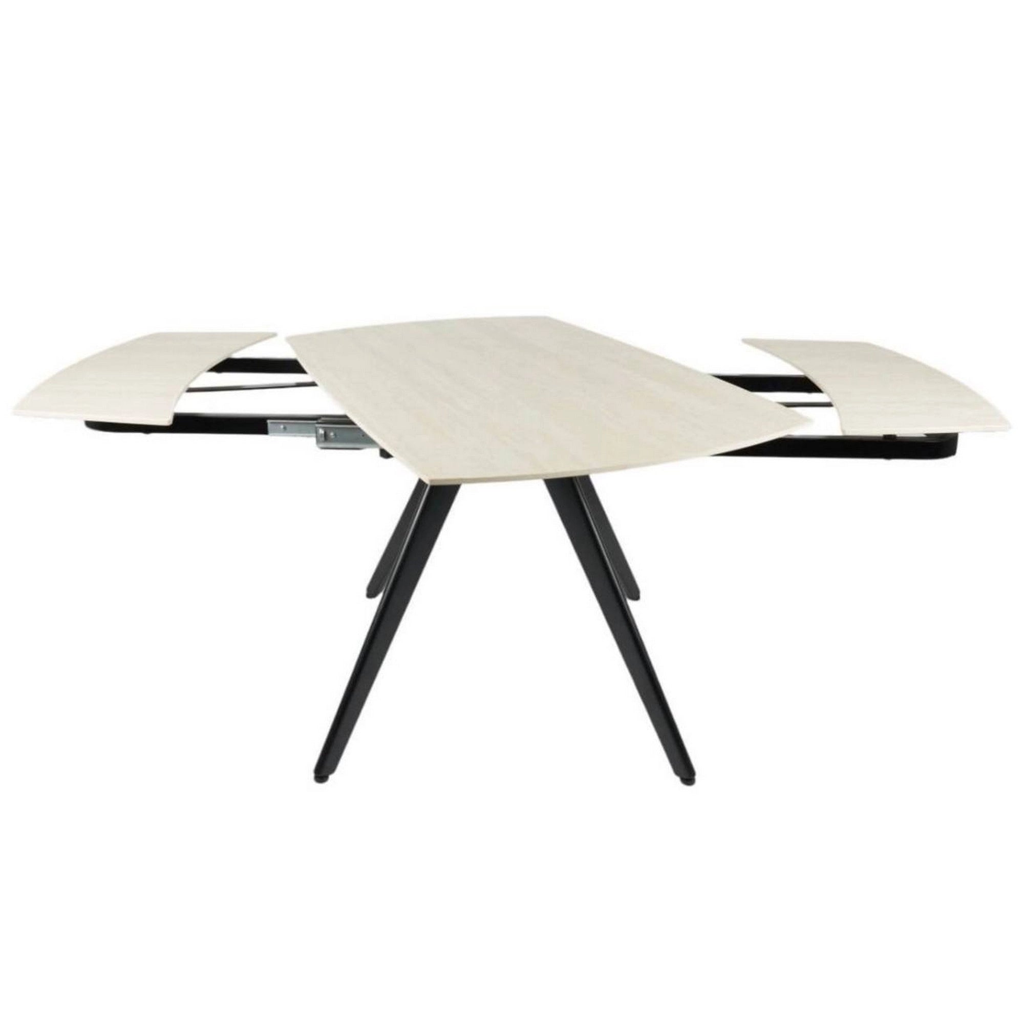Masa extensibila VIGO, crem cu efect de marmura/negru, ceramica/metal, 120/180x80x77 cm