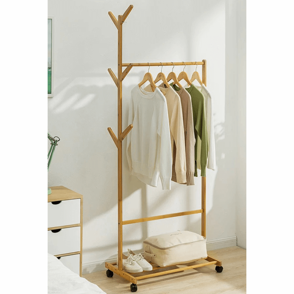 Stander haine VIKIR TYP 2, bambus, lemn, 80x35x174 cm