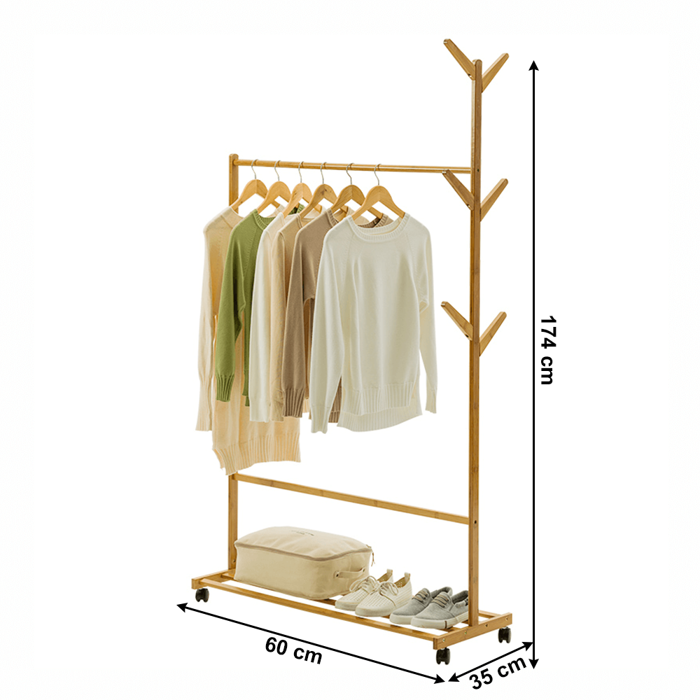 Stander haine VIKIR TYP 1, bambus, lemn, 60x35x174 cm