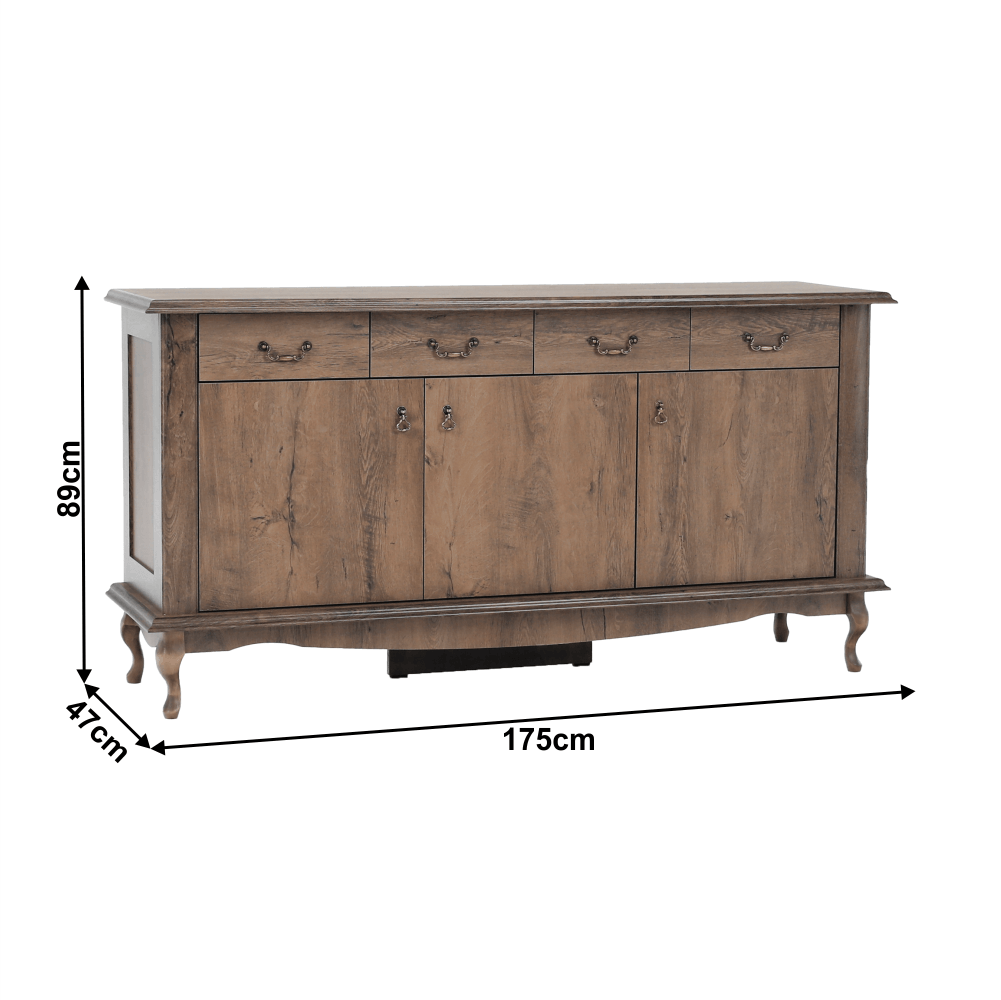 Comoda VILAR DA6, stejar lefkas, DTD laminat, 175x47x89 cm