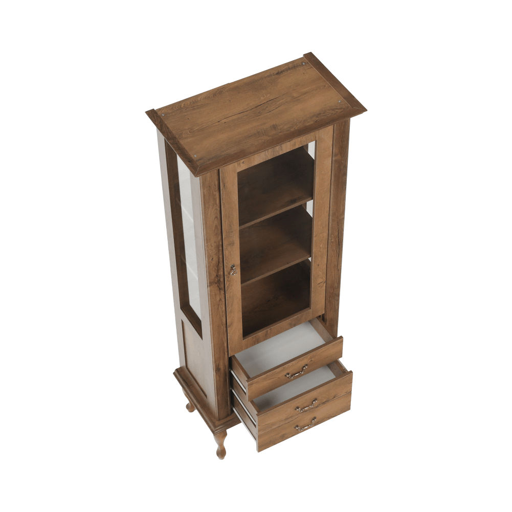Vitrina VILAR DA4, stejar lefkas, DTD laminat, 75x42x196 cm