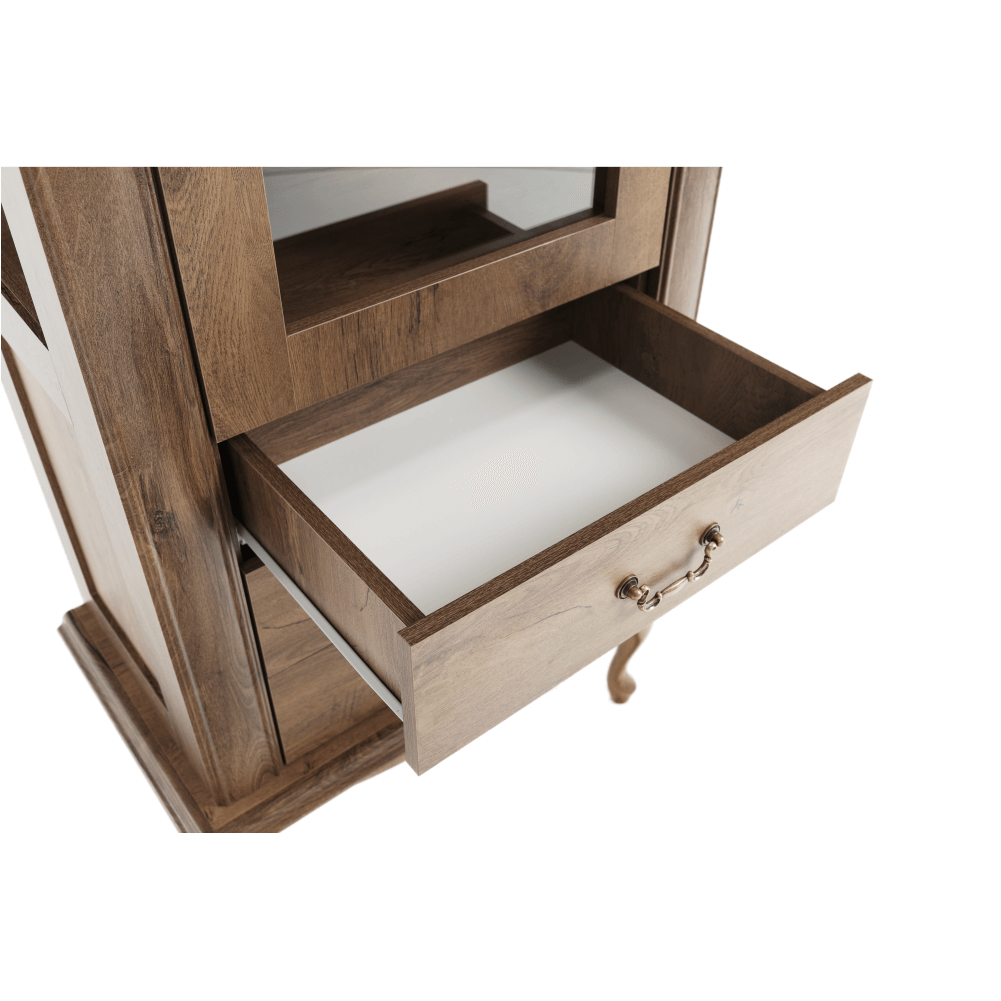 Vitrina VILAR DA4, stejar lefkas, DTD laminat, 75x42x196 cm