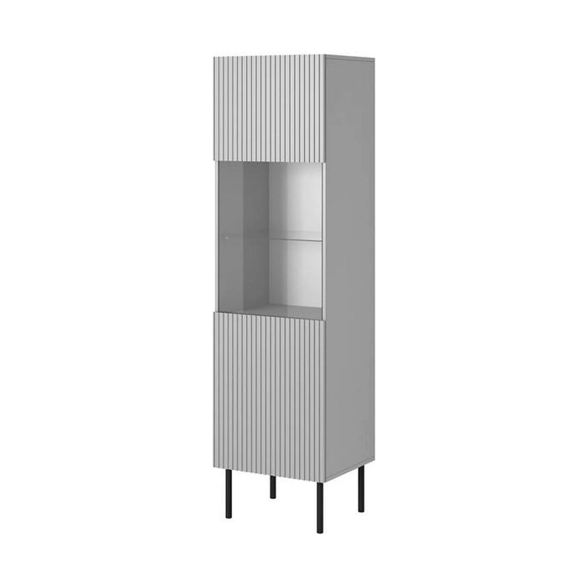 Vitrina ASENSIO, gri mat, PAL/metal, 50x42x180 cm