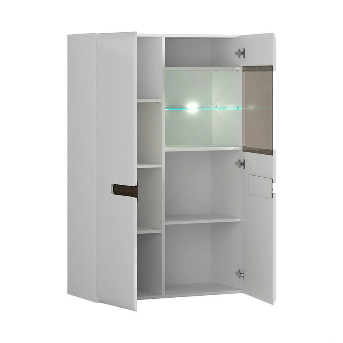 Vitrina AZTECA TRIO, alb, PAL/sticla, cu iluminare LED, 90x41x145 cm