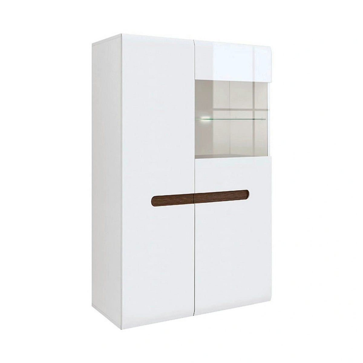 Vitrina AZTECA TRIO, alb, PAL/sticla, cu iluminare LED, 90x41x145 cm
