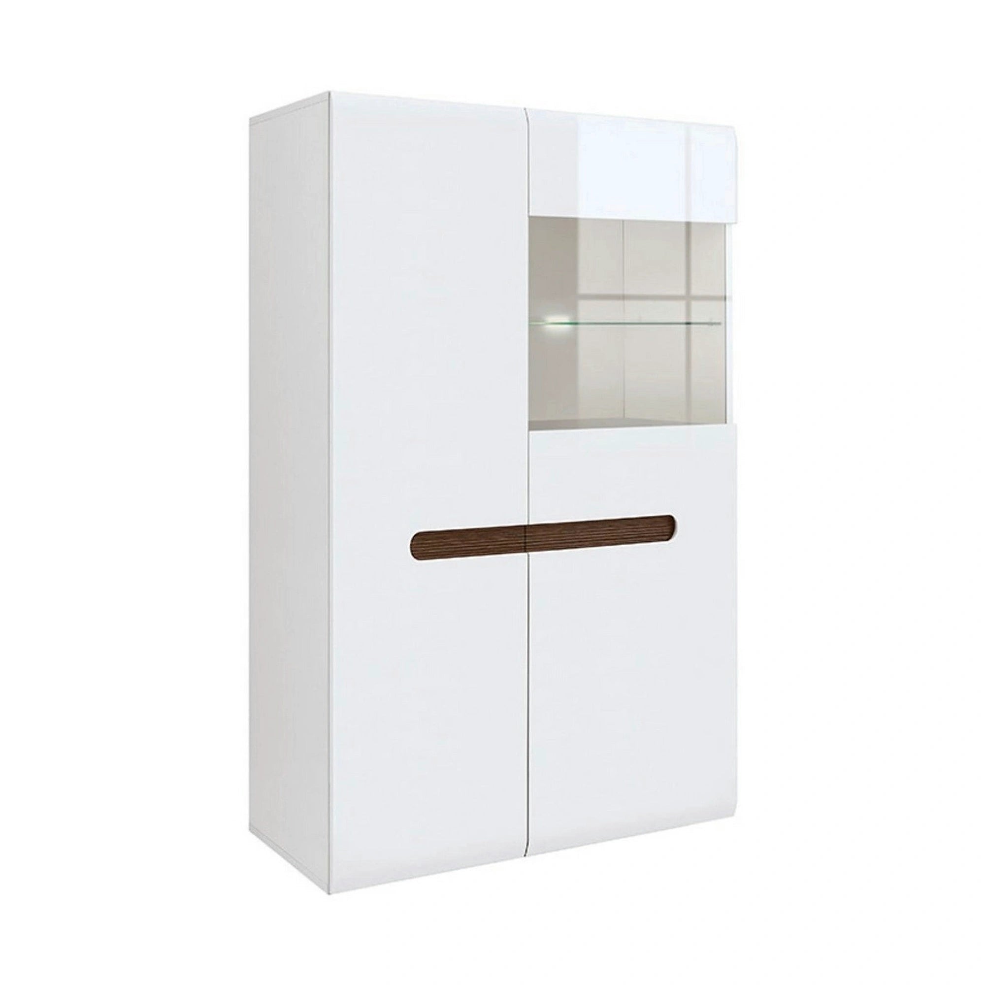 Vitrina AZTECA TRIO, alb, PAL/sticla, cu iluminare LED, 90x41x145 cm