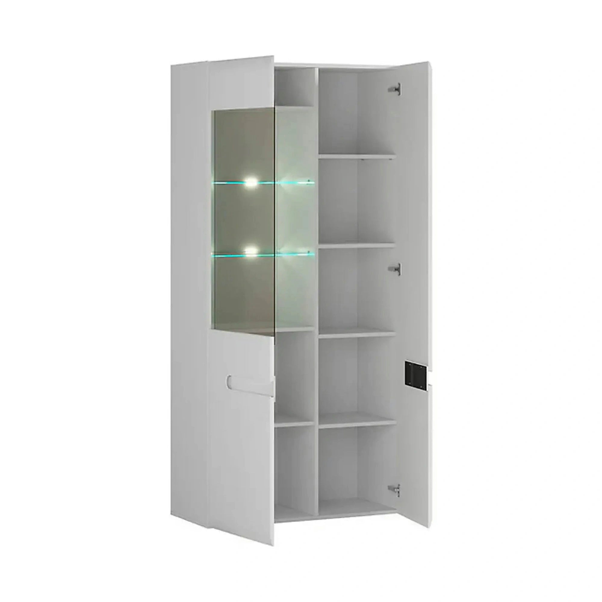 Vitrina AZTECA TRIO, alb, PAL/sticla, cu iluminare LED, 90x41x193 cm
