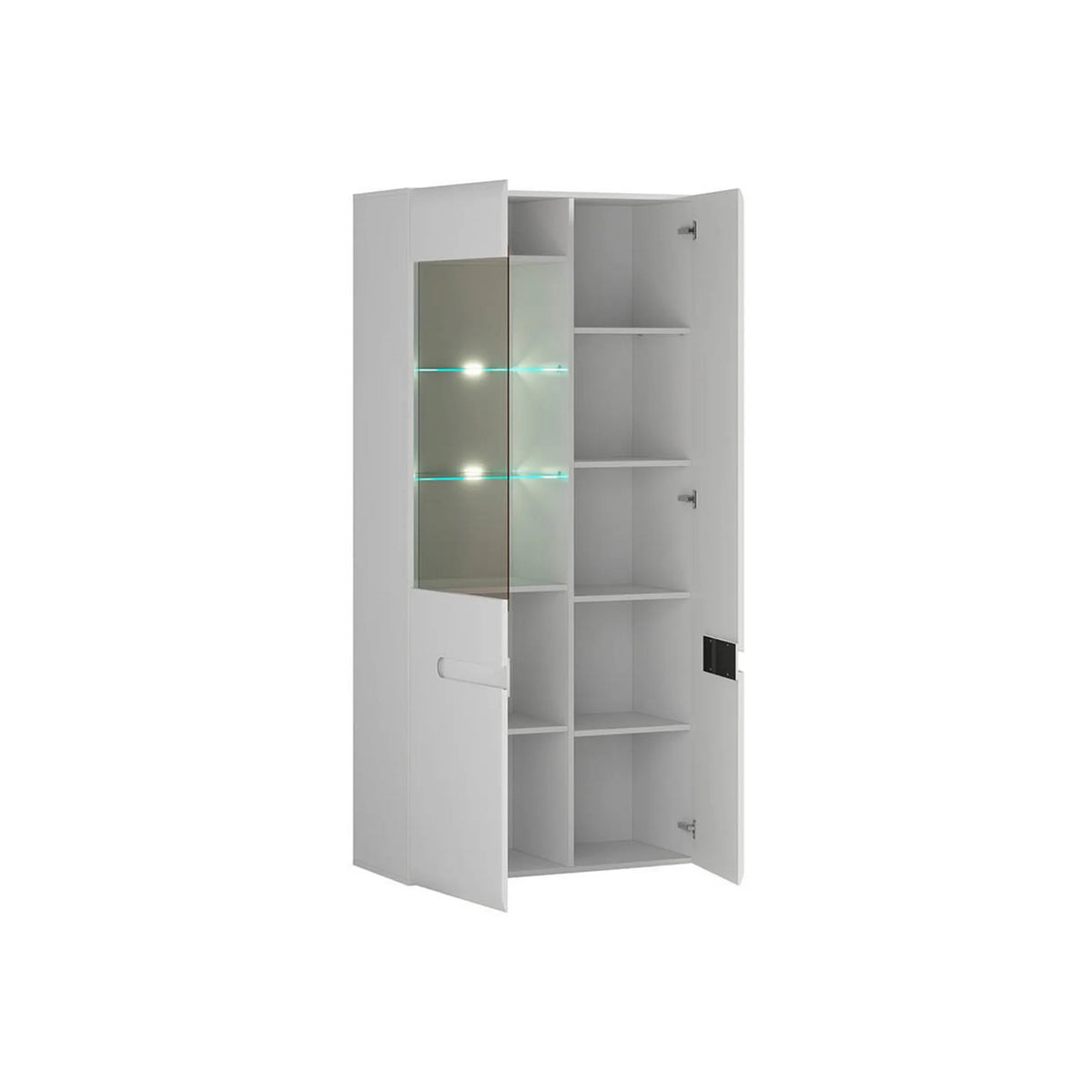 Vitrina AZTECA TRIO, alb, PAL/sticla, cu iluminare LED, 90x41x193 cm