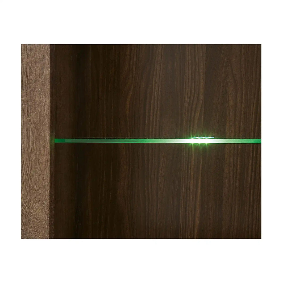 Vitrina BALIN, stejar/negru, PAL/sticla, cu iluminare LED, 68x40x197 cm
