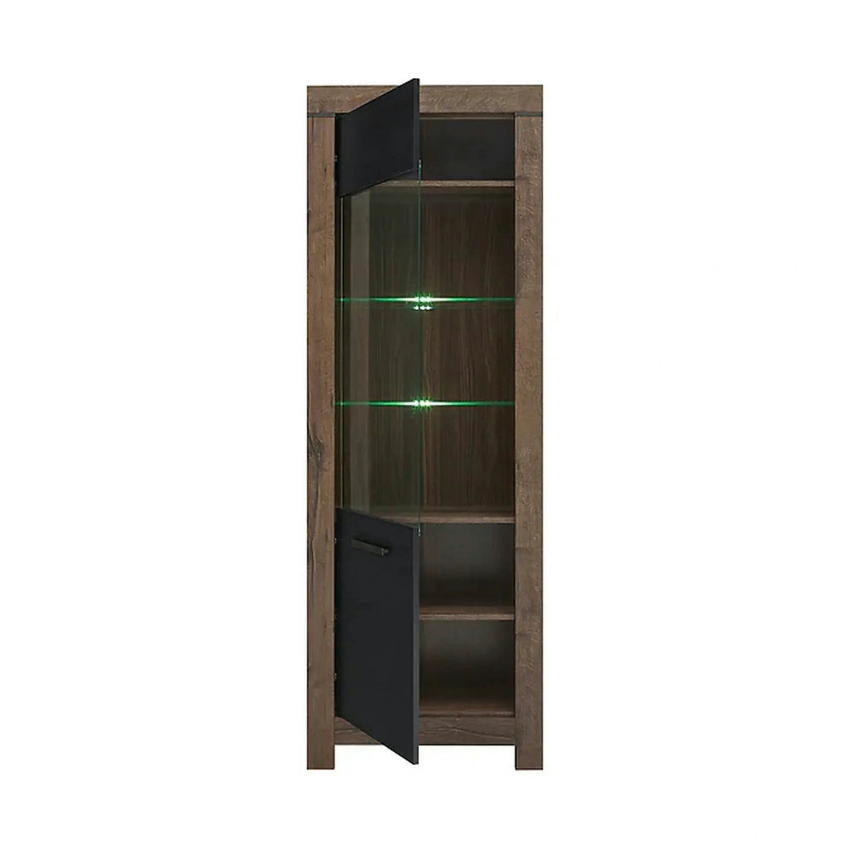 Vitrina BALIN, stejar, PAL/sticla, cu iluminare LED, 68x40x197 cm
