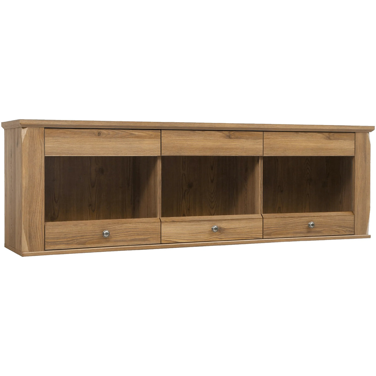 Vitrina BERGEB SFW3W, stejar, PAL/sticla securizata, 156x34x50 cm
