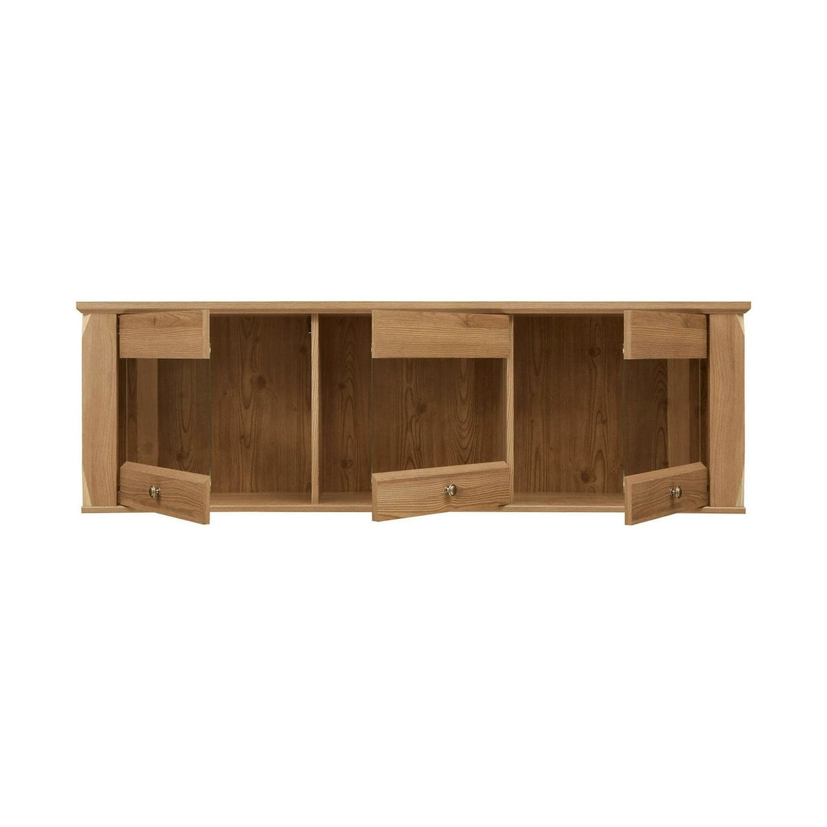 Vitrina BERGEB SFW3W, stejar, PAL/sticla securizata, 156x34x50 cm