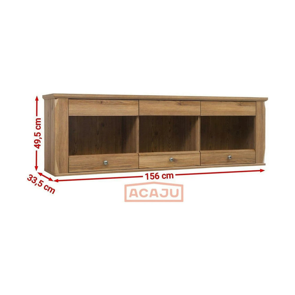 Vitrina BERGEB SFW3W, stejar, PAL/sticla securizata, 156x34x50 cm