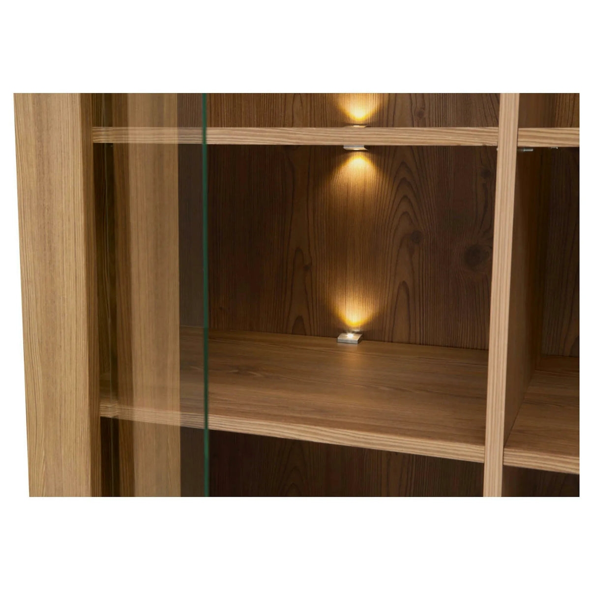 Vitrina BERGEN REG2W2D, maro, PAL/sticla securizata, 102x47x202 cm