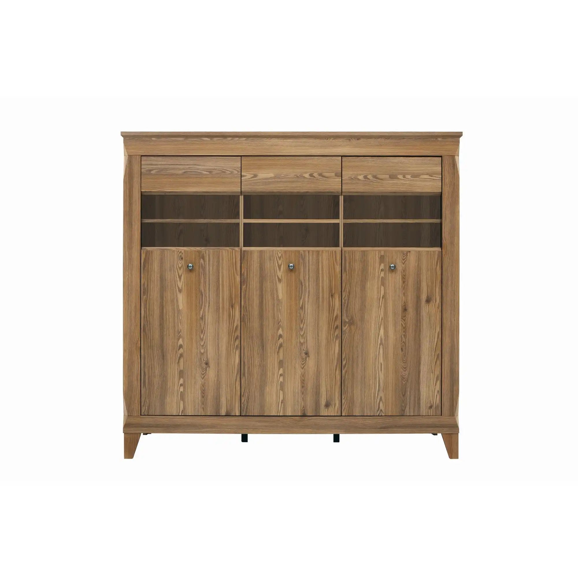 Vitrina BERGEN REG3W, stejar, PAL/sticla securizata, 156x47x151 cm