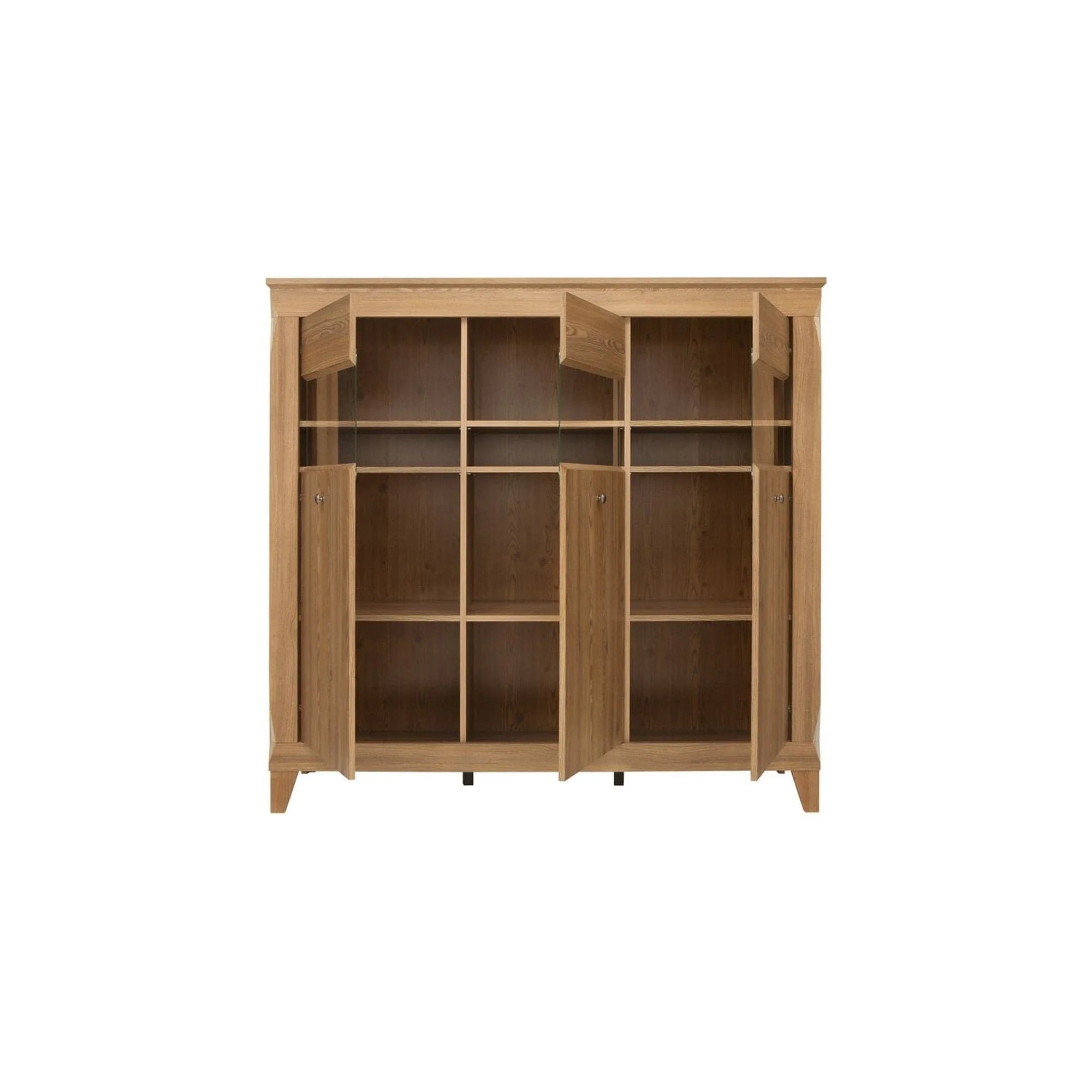 Vitrina BERGEN REG3W, stejar, PAL/sticla securizata, 156x47x151 cm