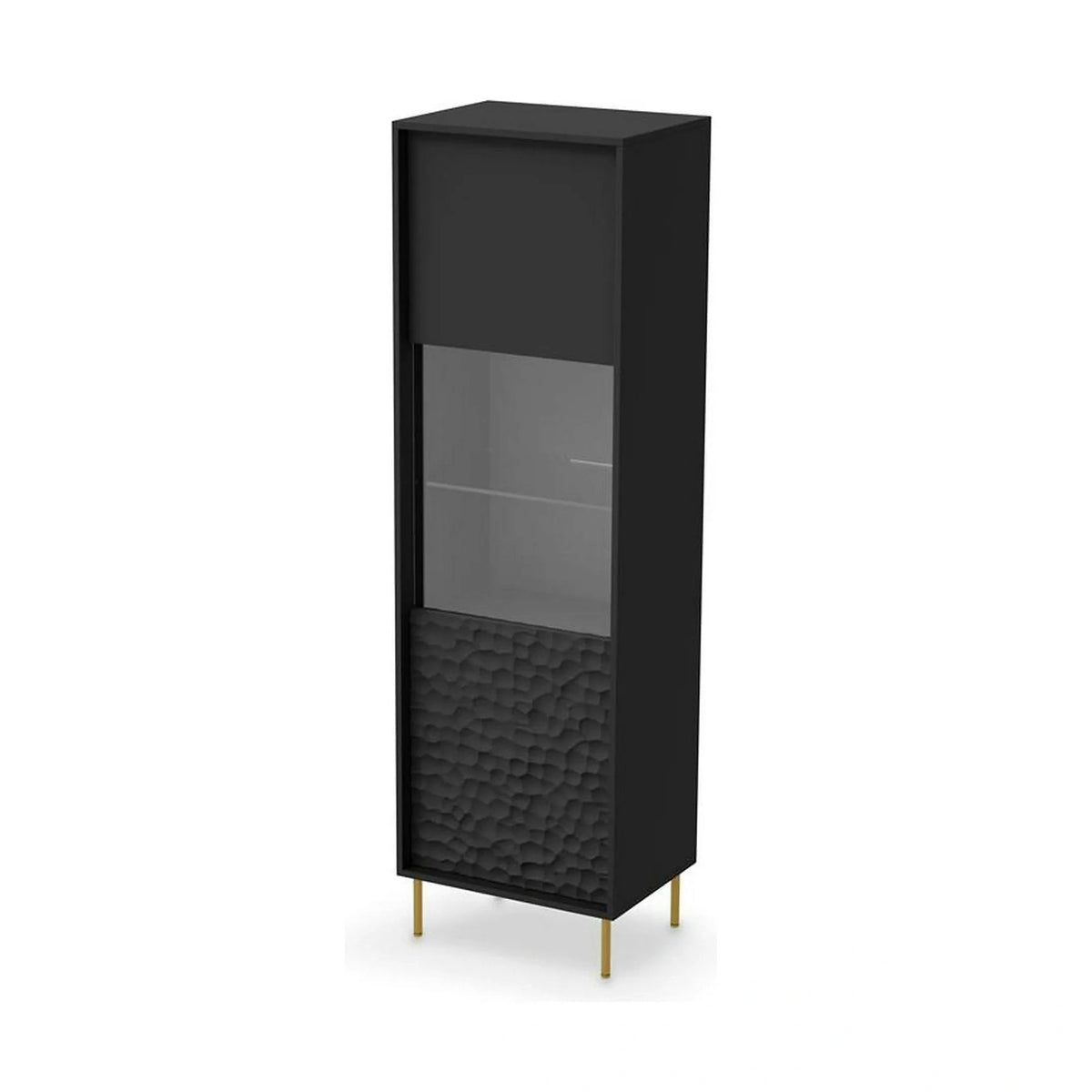 Vitrina BULLET, negru mat, PAL, 55x41x185 cm