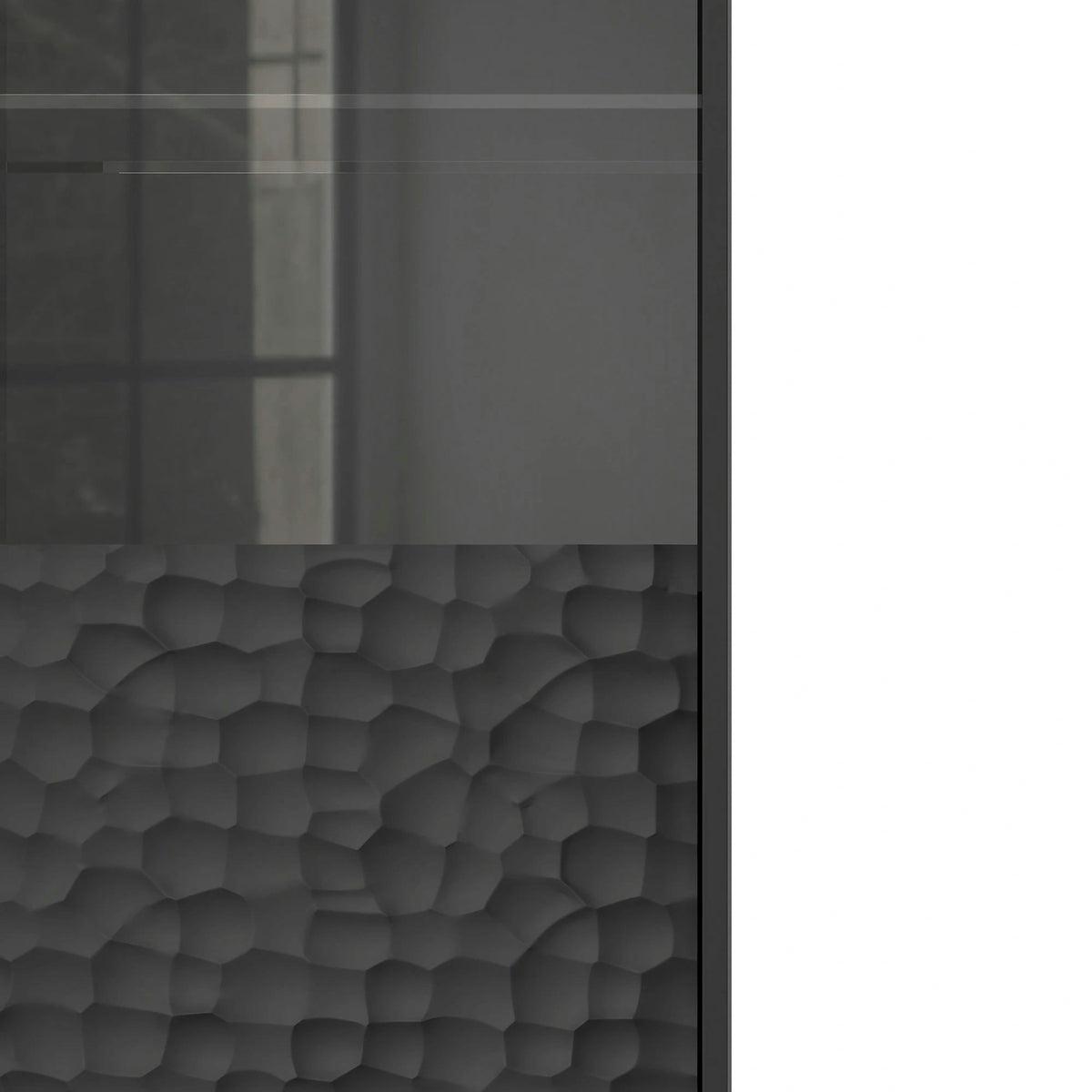 Vitrina BULLET, negru mat, PAL, 55x41x185 cm