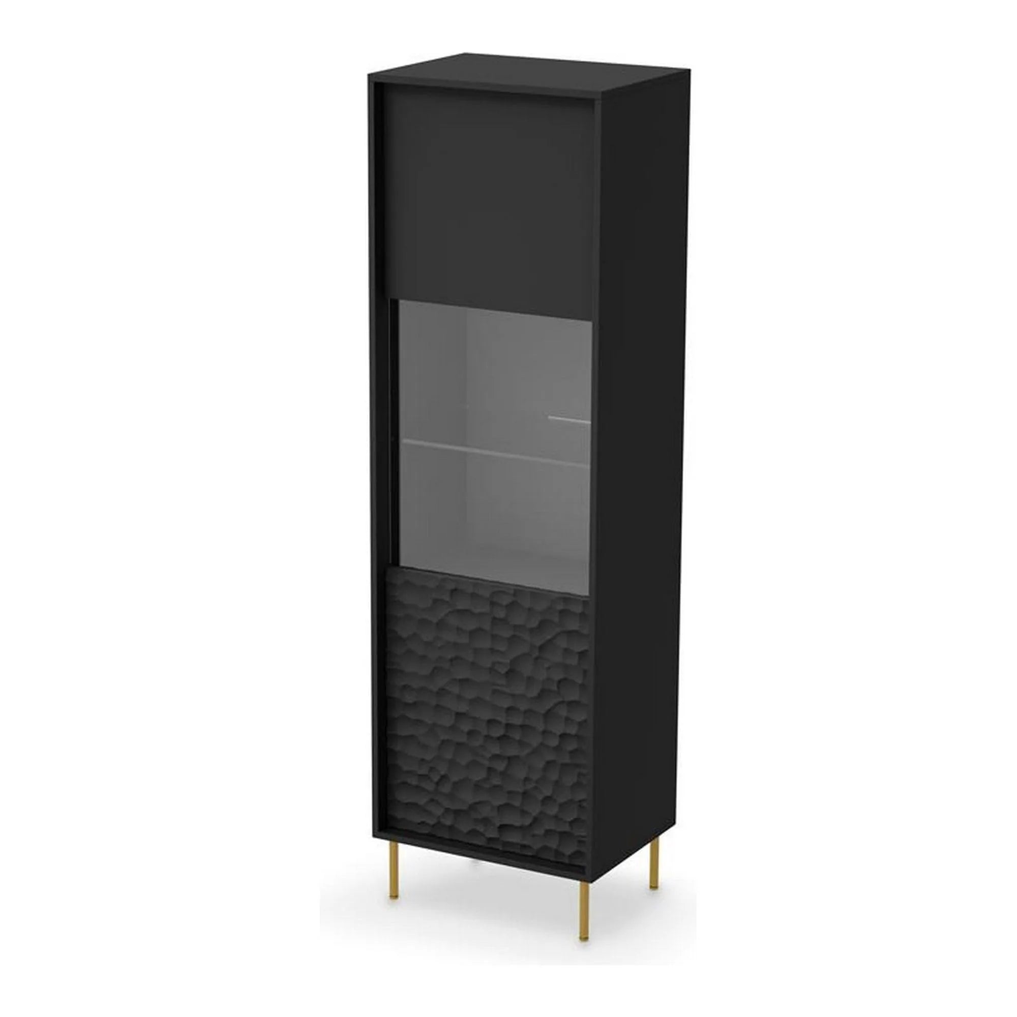 Vitrina BULLET, negru mat, PAL, 55x41x185 cm