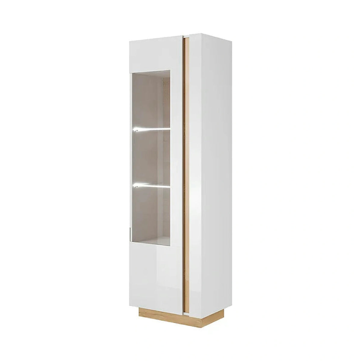 Vitrina CITY, alb/stejar, PAL melaminat/sticla, 60x40x194 cm