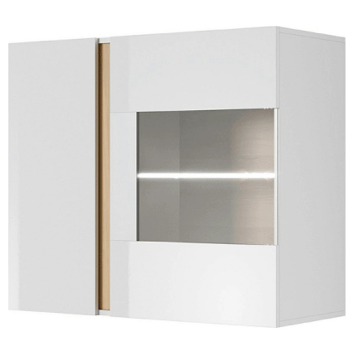 Vitrina CITY, alb/stejar, PAL melaminat/sticla, 97x40x83 cm