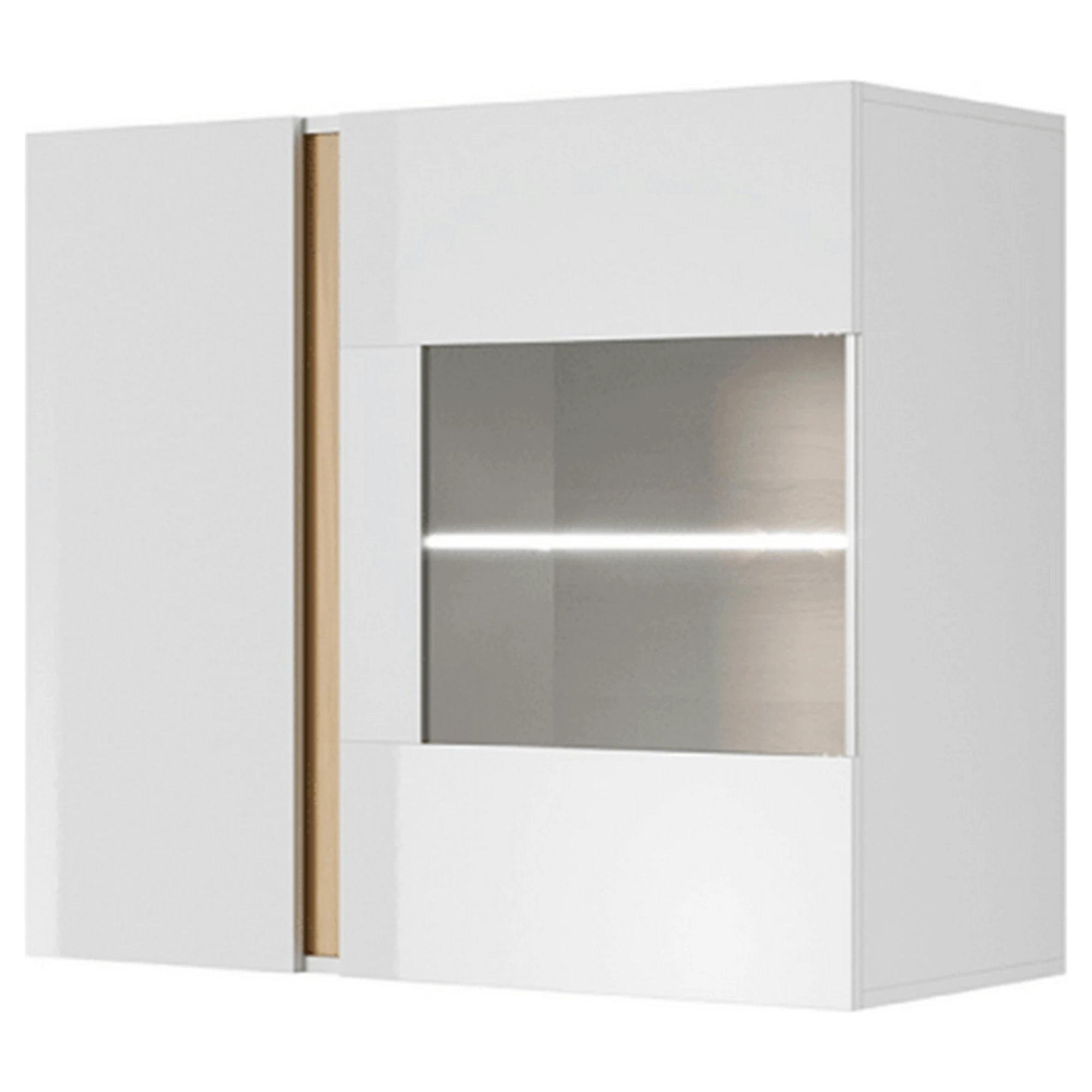 Vitrina CITY, alb/stejar, PAL melaminat/sticla, 97x40x83 cm