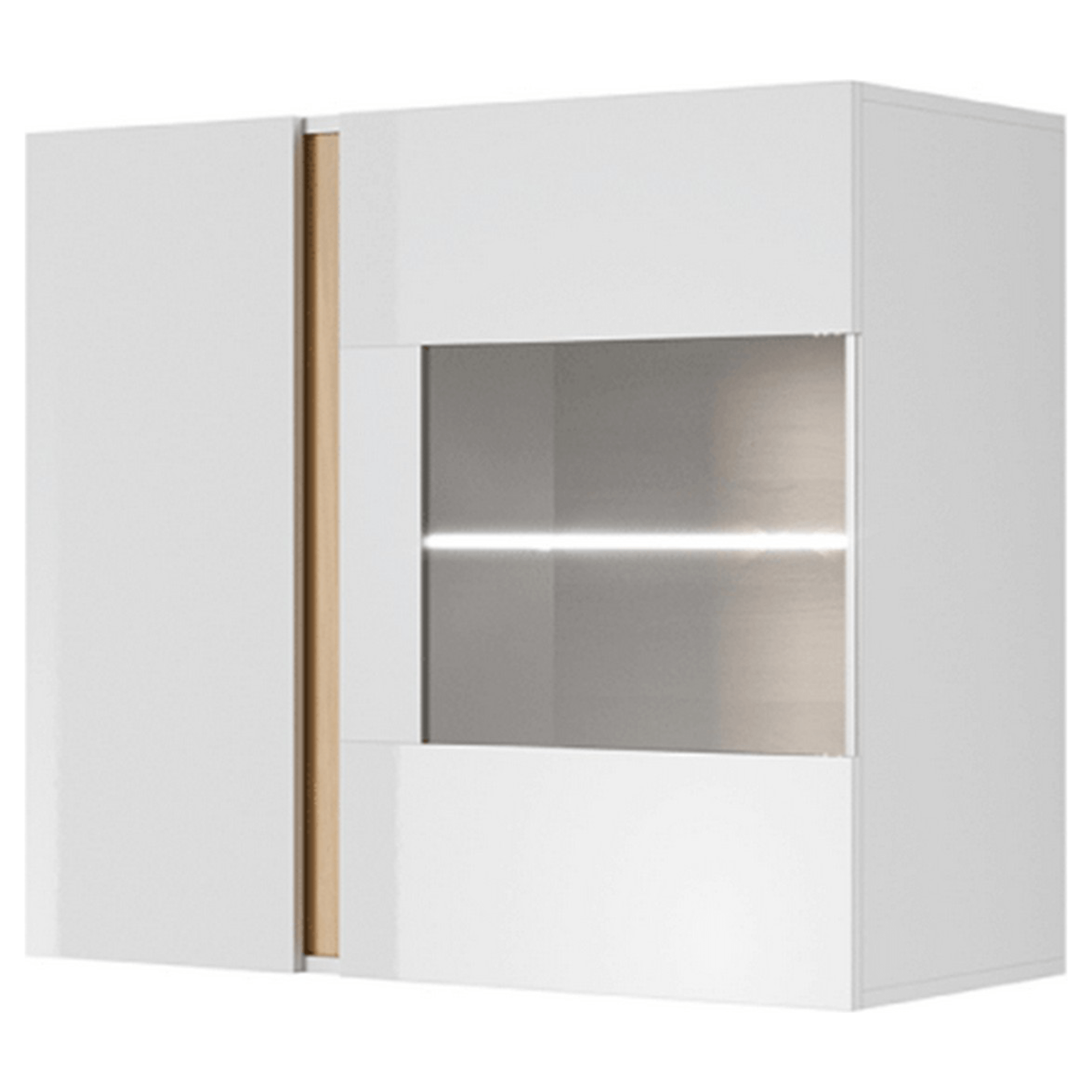 Vitrina CITY, alb/stejar, PAL melaminat/sticla, 97x40x83 cm